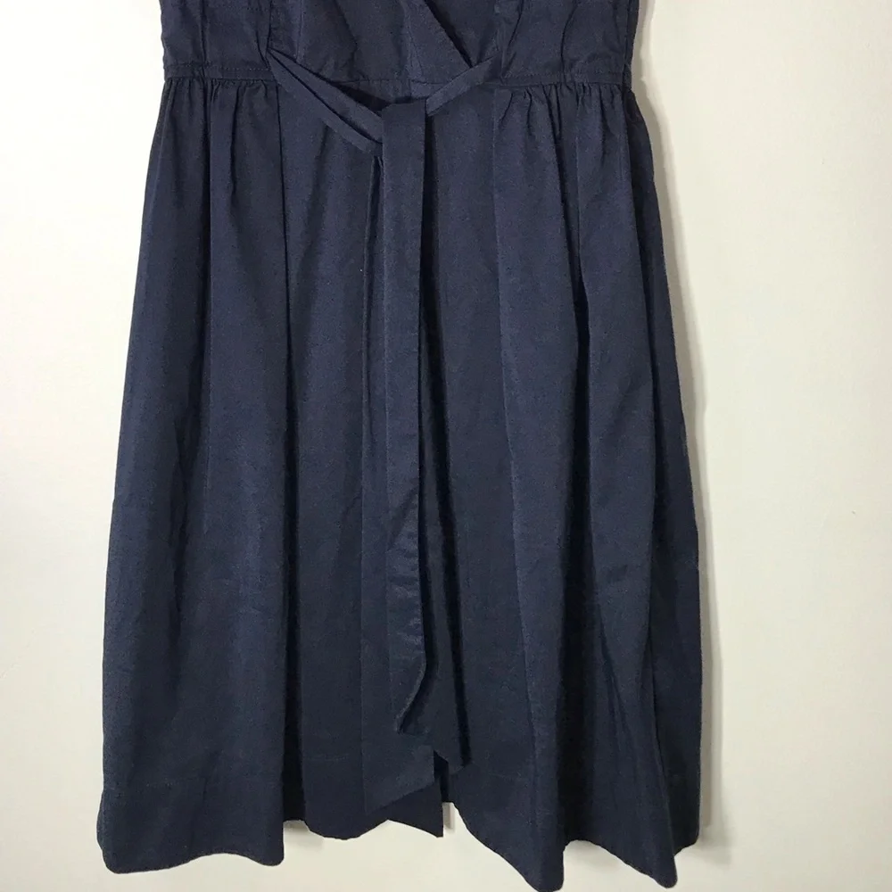 Diane Von Furstenberg Faux Wrap Navy Fit And Flare V-Neck Waist Belt Dress 2